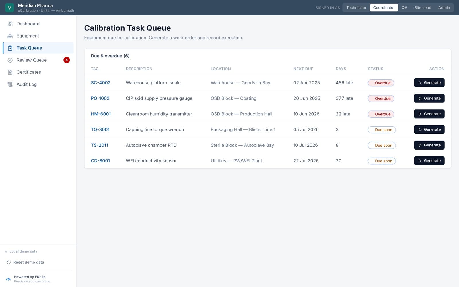 EKalib — Task queue